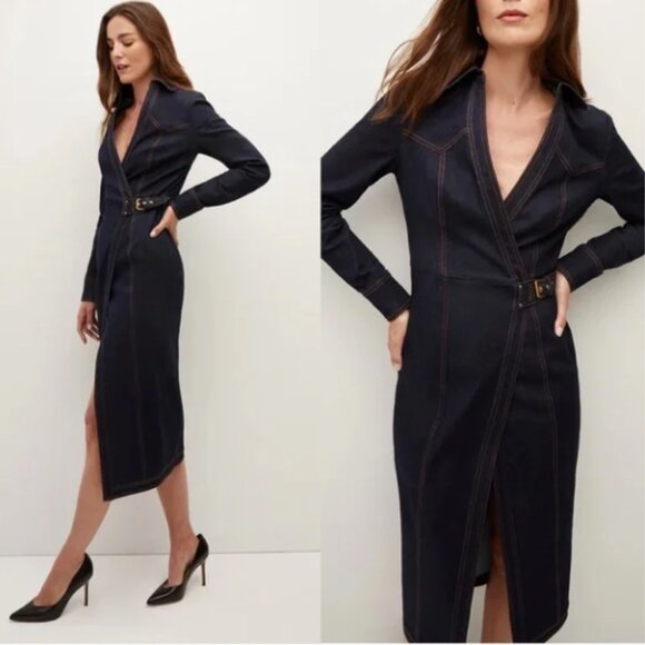 Veronica Beard, Arlington Denim Wrap Dress - Picture 4 of 9